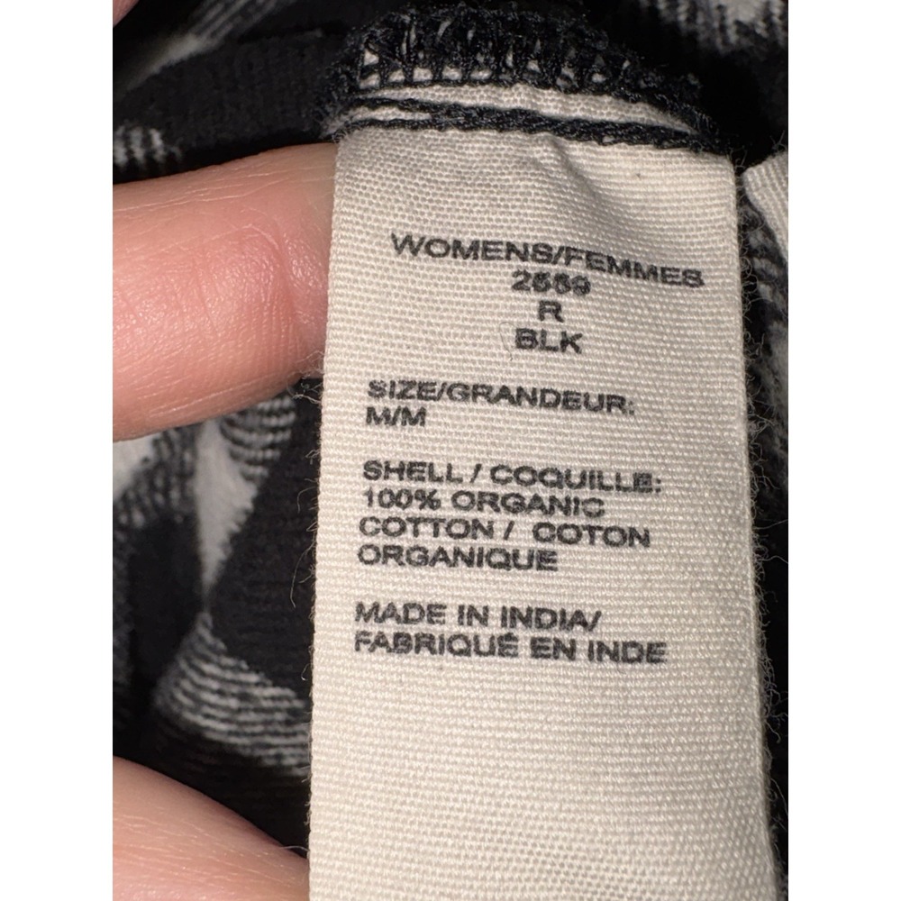 Woolrich Oxbow Bend Flannel Shirt Women Med Black White Plaid Organic Cotton - Picture 3 of 4